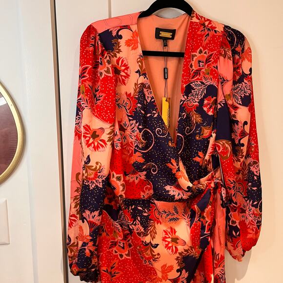 NWT Alexia Admor Floral Tala Wrap Long Sleeve Midi Dress Sz 12 - Picture 4 of 12